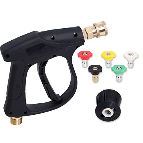High Pressure Washer Gun Handle Compatible with Karcher, 1/4" Quick Connector & Adapter with 5 Water Nozzle for Car Cleaning by Poweka