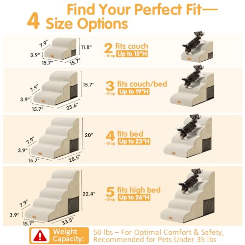 Image of Topmart High Density Foam Pet Steps 2 Tiers,11.8 inch High,Non-Slip Dog Stairs | Soft Foam Dog Ramp Ladder,Best for Injured,Older Cats,Pets with Joint Pain,Suitable for Low Sofas,Stairs,Lower Place