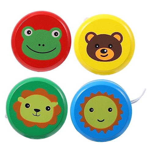 KOMBIUDA 4 Piezas Yo Yo de Madera para Juguete Educativo de Dedo para Ejercitar Coordinación y Memoria y Colores Aleatorios Color Aleatorio