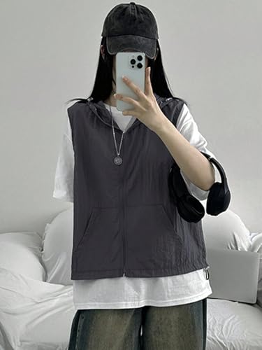 Trendy Women's Gray Hooded Waist Sleeveless Jacket: Perfect for Every Season! - Image 4