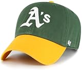 47 Brand MLB Two Tone Primary Logo Clean Up Adjustable Baseball Cap Hat, Adult One Size Fits All - Oakland Athletics Green Yellow