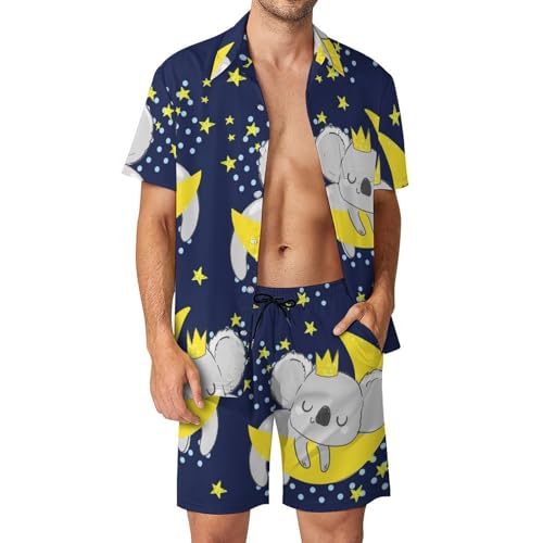 Chemise Hawaïenne Homme Ensemble Short Pantalon Plage Vêtement Été Koala Mignon Taille S