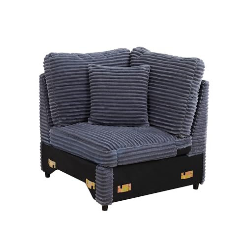 Image of RARZOE Modular Sectional Couch Corner Seat Module, Corduroy Armless Corner Seat for Living Room Modular Sectional Sofa Couch, Grey