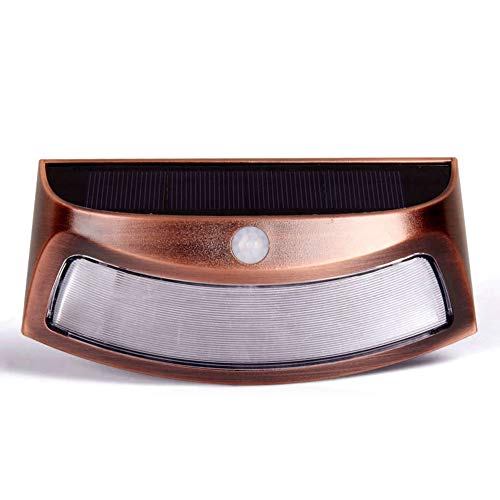 Luz Solar Exterior 200lm Cáscara de Cobre Rojo Vintage IP65 Foco con Sensor de Movimiento Luces Solares Lámpara Impermeable Luz de Pared de Seguridad iluminacion Inteligente Lámparas para Jardín Cover