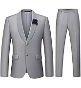 WEEN CHARM Men's 2 Piece Suit Two Button Blazer Jacket Pants Set Slim Fit Formal Wedding Business...