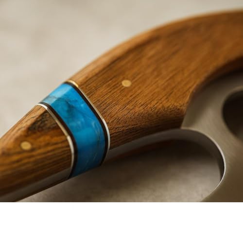 Deer Edge Ulu Knife – Hand Forged Full Tang Stainless Steel with Leather Sheath – Alaskan Mezzaluna Rocker Knife & Pizza Cutter for Kitchen, Camping & BBQ – Gift for Men & Women - Image 6