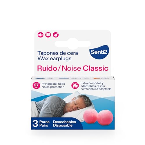 Senti2 Tapones oidos ruido dormir - Cera 6 uds (3 pares)