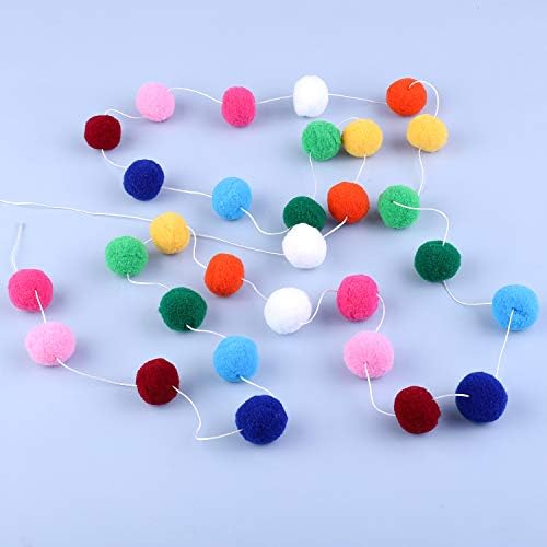 ELCOHO 30 Pieces Pom Poms Felt Ball Garland 2 m Wall Colorful Felt Balls Garland Hanging Bunting Ornament for Tree Fireplace and Wall