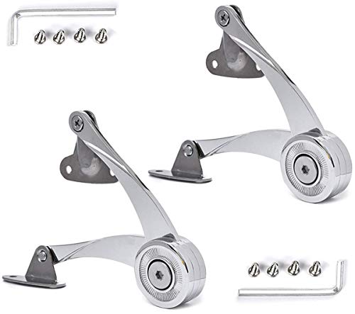 Lid Support Hinge in Satin Nickel QBOSO Folding Lid Stay Hinge with Soft Close, Perfect for Toy Box Drawer Window Wardrobe Cabinet Door,22lb(Scimitar Style 1pair)