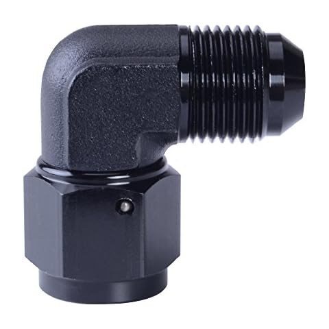 SYKRSS Female to 8AN Male Flare 90 Degree Swivel Hose Fitting Adapter Aluminium Anodized Black Cover