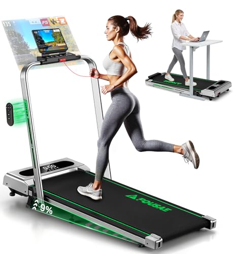 Laufband für Zuhause FOUSAE 5 in 1 Walking Pad 12km/h Klappbar Laufband mit 9% Steigung 2.75HP Walking Machine mit LED-Anzeige Fernbedienung und App 12 HIIT Bis 160 kg Keine Installation