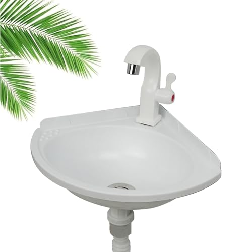 Petit évier mural pour petites toilettes, lave-mains d'angle anti-encombrement - 2