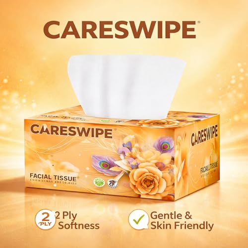 Image of Tissue Paper Box | 600 Pulls | 6 Packs x 100 Pulls | Soft & Absorbent Facial Tissue | 2 Ply Gentle Face Tissue for Home, Office & Car Use