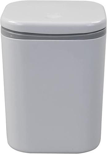 Miniatura 7 de Vababa Cubo de basura pequeño gris de 0.5 galones, mini bote de basura con botón