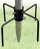 Garbuildman Pole Stabilizer Stand Applies to 1.41'/1.81”/2.12” Poles, Outdoor Bird Feeder Pole Base with 2 Adjustable Adapters, In-Ground Umbrella Stand Anchor Support, Black, 1 Pack
