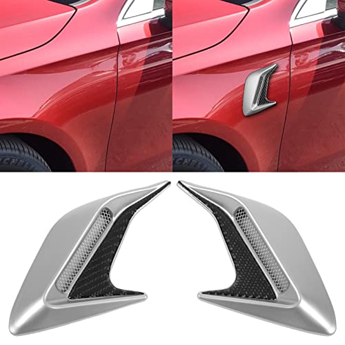 Hood Side Air Vent Trim, Self Adhesive Weatherproof Side Air Flow Sticker Anti Rust 2Pcs For Car Modification (Silver) #TOP2