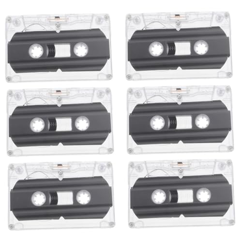 Yardenfun 30-Minute Empty Audio Tapes 6 Pack Blank Cassette Tapes Hard Case for DIY Projects and Recording