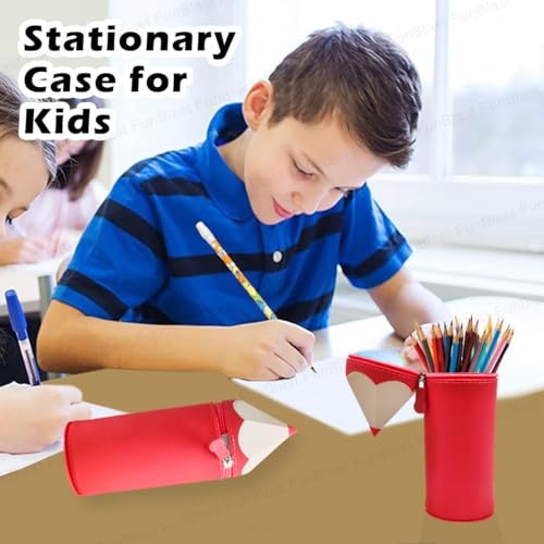 Image of FunBlast Multipurpose Silicone Pencil Case, Red, Pencil & Pen Organizer Pouch for School Supplies, Girls