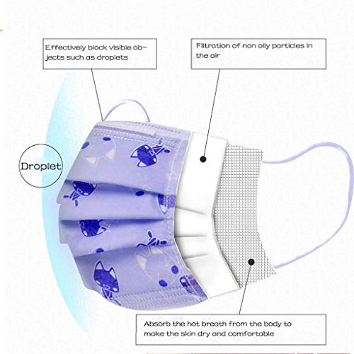 AJooED descartável, 3 camadas, 50 peças, projetado para crianças, ideal para viagens, trabalho, uso