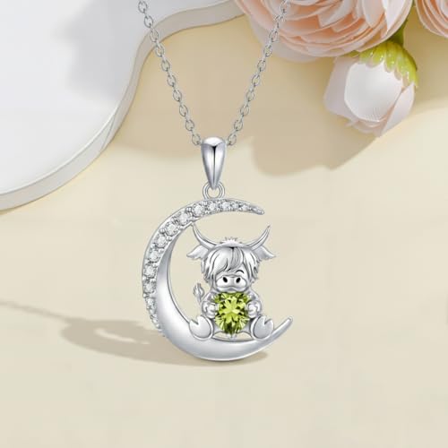 Image of PROESS Animal Birthstone Necklace 925 Sterling Silver Otter /Axolotl /Hippo /Elephant /Dachshund /Monkey /Red Panda Pendant Necklace Animal Birthstone Jewelry Gifts for Women