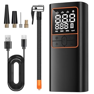 LAMONKE Tire Inflator Portable Air Compressor, 2X Faster Inflation Car Tire Pump Cordless, 150PSI Air Pump for Car Tires, Motorcycle, Bike, Ball, with Tire Gauge Pressure