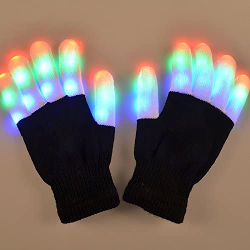 Led Gloves Light Up Rave Glow Gloves 3 Colors 6 Modes Flashing Halloween Costume Birthday EDM Party Christ-mas Light Up Toys For Kids Adults (Large) SKU: 4I-WVE5-J88P