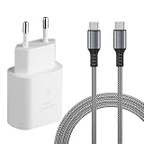 ★★ Función de carga rápida de 25 W: este adaptador de carga rápida con cargador USB C está equipado con la tecnología Power Delivery y carga tu Galaxy S21/S22 en tan solo 30 minutos hasta un 60% y es un 70% más rápido que la fuente de alimentación original de 15 W. Solo tarda 65 minutos en cargar el Galaxy S21 Ultra de 0-100% Carga completa. 4 veces más rápido que un adaptador de carga normal.