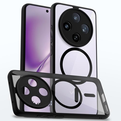 Image of Amazon Basics Back Cover for Vivo X200T 5G Compatible with Mag-Safe | Shockproof Design | Hard Transparent Back Case (Black Mag-Safe)
