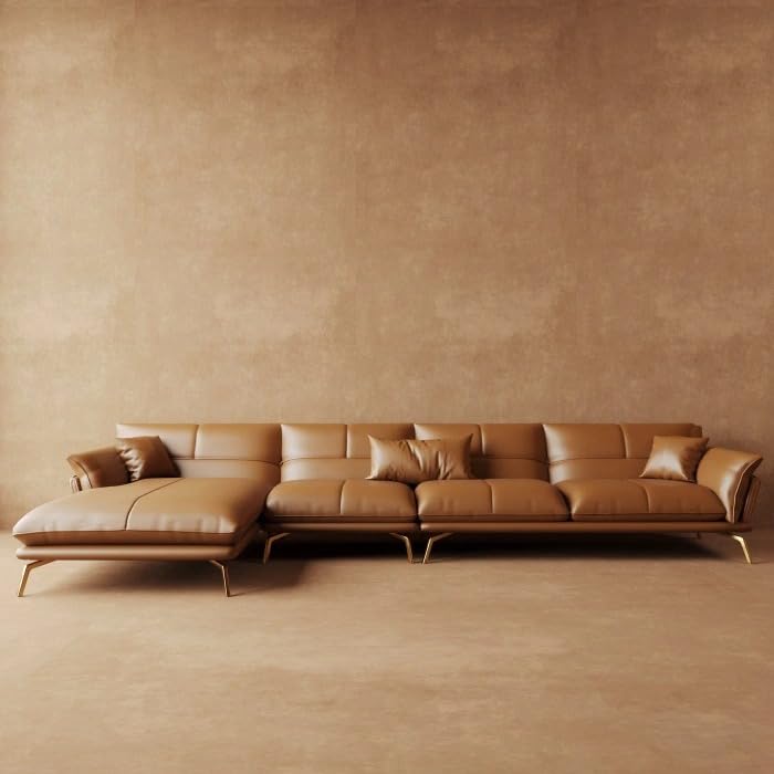 Image of LEGACY OF COMFORT Rala Modern Luxury Leatherette Sectional Sofa (Brown)