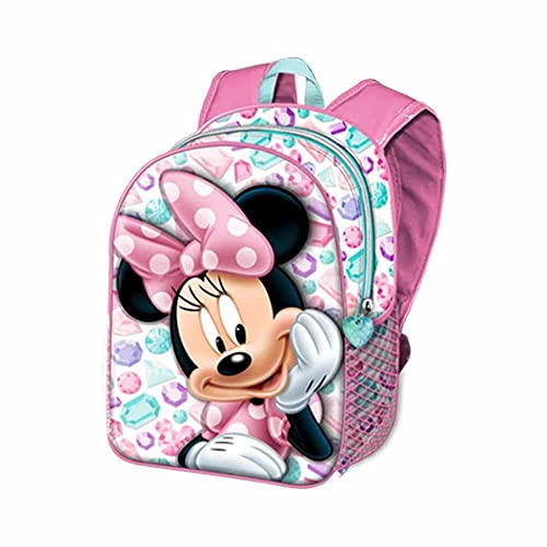 Minnie Mouse Diamonds-Mochila 3D Pequeña, Rosa, 26 x 31 cm, Capacidad 8.5 L