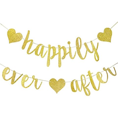Happily Ever After Banner - Gold Glitter Bachelorette Party Dekorationen Happily Ever After Dekorationen Brautdusche Banner Hochzeit Verlobung Dekorationen Happily Eve After Schild Cover