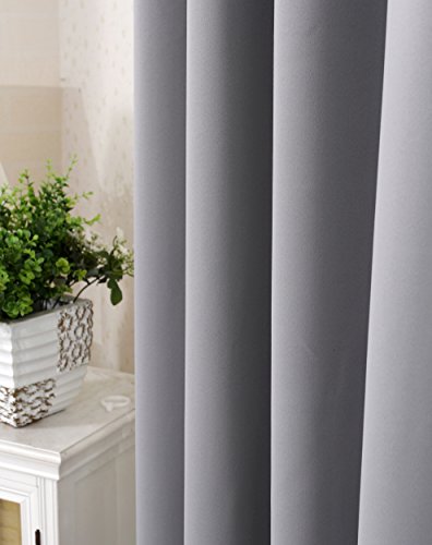 WOLTU 2er Set Gardinen, Verdunklungsvorhänge für Wohnzimmer Kinderzimmer, Blickdicht, Kräusebänder für Schiene, 250 g/m², kälteschutz lichtundurchlässig, 135 x 245 cm, Dunkelgrau
