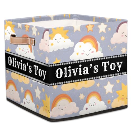 Custom Storage Baskets Personalized Storage Bins Basket Boxes with PU Leather Handles for Clothes Bedroom Closet Organizing Toys Books Shelves Storage Boxes-Astronaut Space