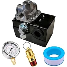 23474653-A Pressure Switch For I-R Parts 145/175 PSI Air Compressor Female 4-PORT Side Wire Feed Adjustable Unloader Replace 23474653 & 23474653-R With 200 Psi pressure gauge