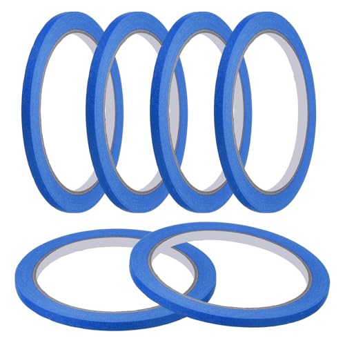 Image of MECCANIXITY Masking Tape 0.2 Inch x 21 Yard Painter's Tape Blue Paint Tapes for DIY Crafts Arts Drawing Decoration Labeling Car Painting Artist Teachers, Pack of 6