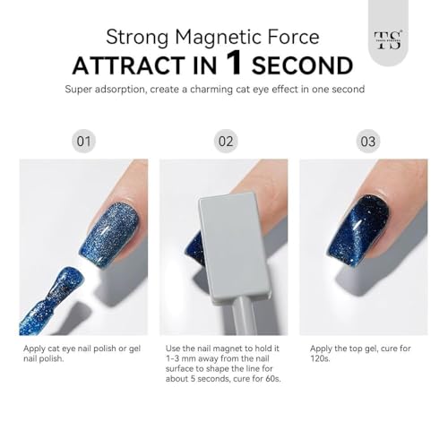 Image of THR3E STROKES 5 in 1 Magnet for Cat Eye Gel Nail Polish, Multifunctional Magnetic Nail Tool, Upgraded Cross Cat Eye Magnet for Nail Designs 3D Cateye Nail Gel Strong Nail Art Magnet Home Salon (9 PCS SET MAGNET)