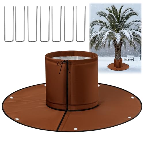 YVVZHOU PANN Palm Tree Root Protector, Winter Protection for Palm Trees Root, Tree Root Freeze Protectors with Ground Nails, Winter Tree Root Frost Covers for Outdoor Cold Weather Plants (1, Brown)