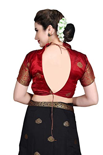 Image of SORU FASHION Women's Banarasi Pure Silk Saree With Unstitched Blouse Piece