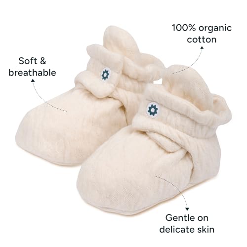 Image of NINTARABABY Organic Cotton Booties - Soft, Lightweight & Breathable | Adjustable Fit, Gentle on Skin, Unisex Gift for Baby Showers & Newborns