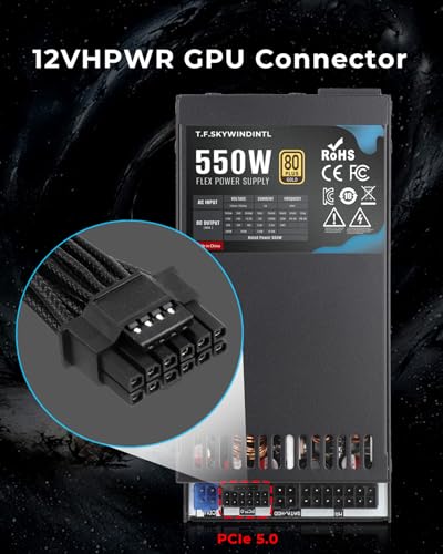Fuente de Poder Flex 550W con Conector GPU Gen 5 12VHPWR, PSU Modular Completa, Voltaje Amplio 110/220V, Ventilador Ultra Silencioso con Conector 20+4Pin para Placa Madre, PC de Escritorio, Servidor, Sistema POS AIO miniatura 5