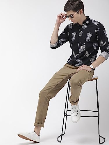 Image of The Indian Garage Co Men's Slim Shirt (1019-SH16-02 Black X-Large)