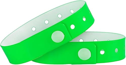 Ouchan Pulseras de plástico para eventos, color verde neón, paquete de 500 pulseras de vinilo para fiestas
