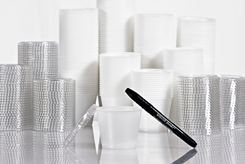 Solo 1.0 oz Portion Container & Lid (250ct) – Restaurant/Take-Out Style Clear Plastic Side Dish Cups - Bundled with WhoseFood? Pen – for Ketchup, Sauces, Samples, Portion Control, Jello Shots