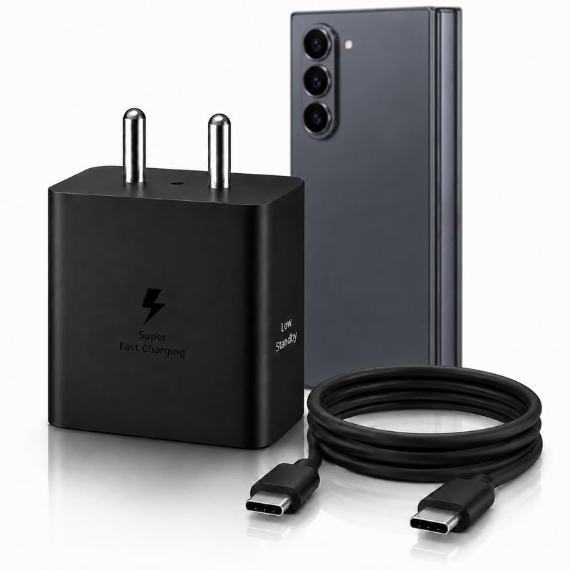 Image of 45W Type-C Supe-rfast Charging Adapter 1 Meter C to C Cable High Speed Charger Compatible with Samsung Galaxy Z Fold 5 45watt Quick Power Delivery Charge for Z, Tab Series & Other USB-C Devices Phone