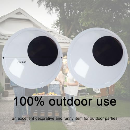 Image of AOODOOM 7.5 Inches Halloween Giant Googly Eyes - 2 Pcs Large Wiggle Eyes Self Adhesive for DIY Craft Decorations and Christmas Ornaments