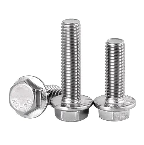 SYDARSYN Flanged Hex Bolt Stainless Steel (A2) Fully Threaded Mechanical Screws Hexagon Set Screws M12x20mm (2 pcs)