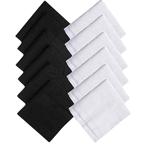 pinkit Premium Collection Handkerchiefs Cotton Solid Handkerchiefs Hanky For Men Color- Black & White (Pack of 12 Pcs)-picture-16