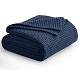 Aisbo Dünne Sommerdecke Blau - Waffelpique Leichte Decke 230x270 cm als Sofadecke Couchdecke, Weich Kuschelige Wohndecke Wohnzimmer, Couch Bett Flauschig Riesen Decke Überwurf