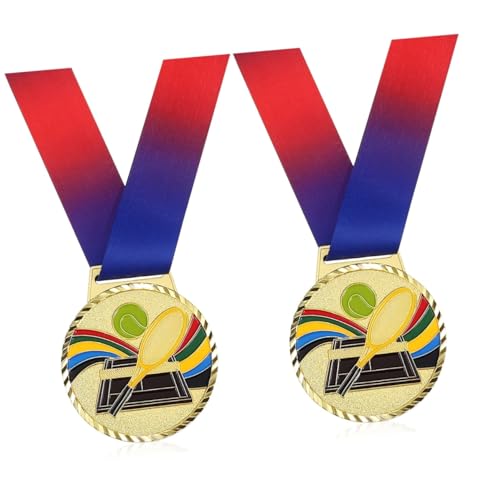 KOMBIUDA 2 Piezas De Medallas De Tenis Raquetas De Tenis De Mesa De Tenis Premios Al Por Mayor Medallas Diademas Deportivas Colgantes Tenis De Mesa Para Amortiguador De