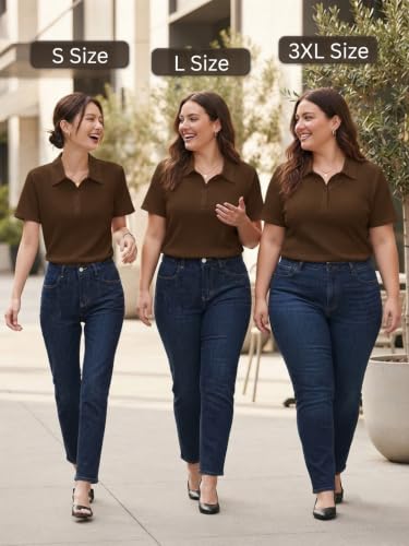 Image of Leriya Fashion Women's Summer Polo T-Shirt - Lightweight Breathable Short Sleeve Collared T-Shirt, Casual Loose Fit Everyday Top for Women